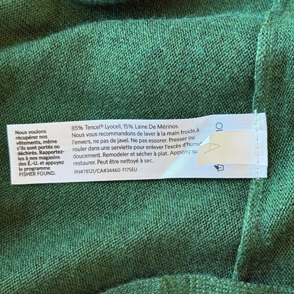 Eileen Fisher Green Merino Wool Blend Turtleneck Tunic Sweater Medium Cozy - Picture 5 of 7
